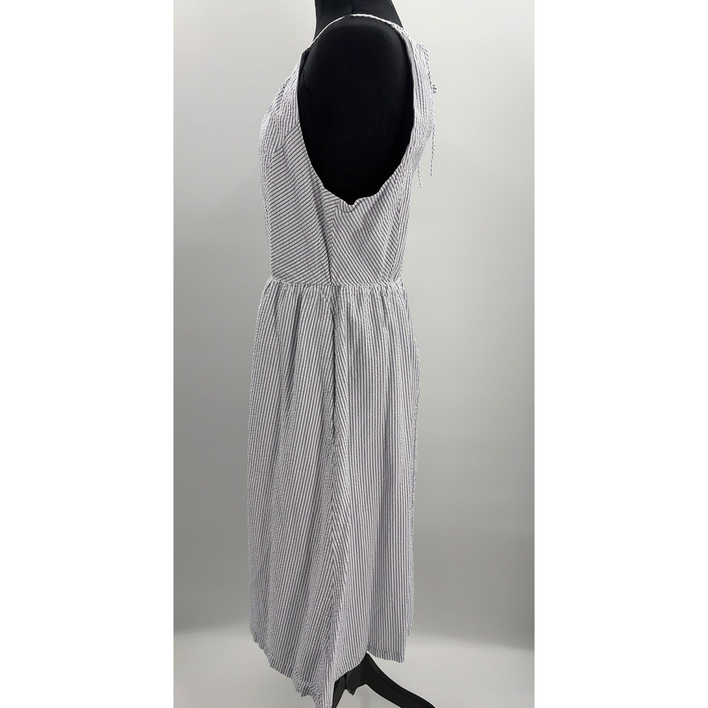 J.Crew Factory Halter Seersucker Stripe Midi Dress Blue White‎ 14 Sum 2024 - Picture 6 of 10